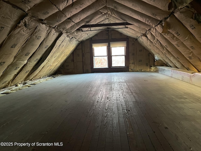 view of unfinished attic