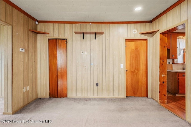 205 Lackawanna Ave, Duryea, PA 18642 - carpeted empty room featuring wood walls and crown molding