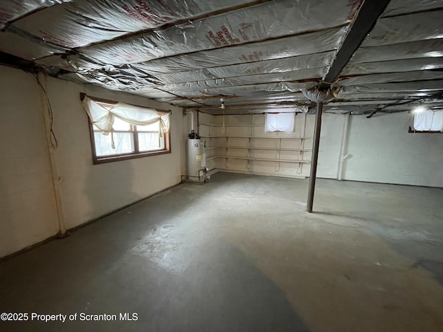 basement with water heater