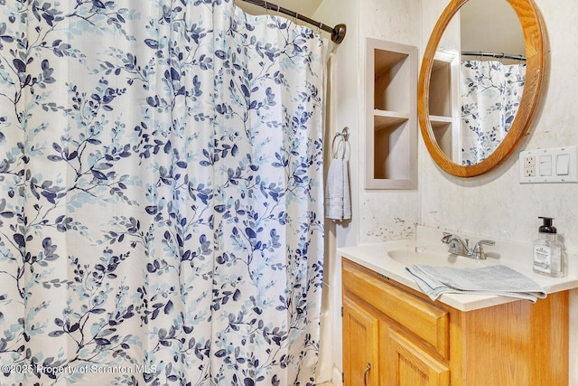 50 Humphrey St Unit 50-51, Old Forge, PA 18518 - full bathroom with vanity and a shower with shower curtain