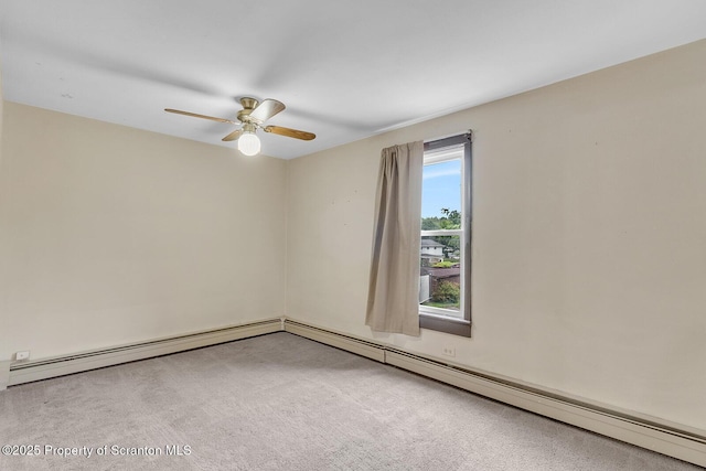 50 Humphrey St Unit 50-51, Old Forge, PA 18518 - spare room featuring carpet, a ceiling fan, and a baseboard radiator