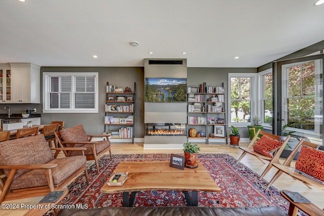 living room featuring light hardwood / wood-style flooring