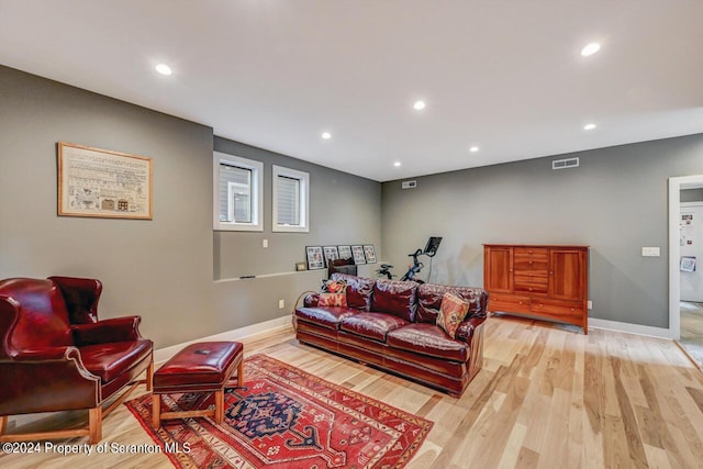 living room featuring light hardwood / wood-style flooring