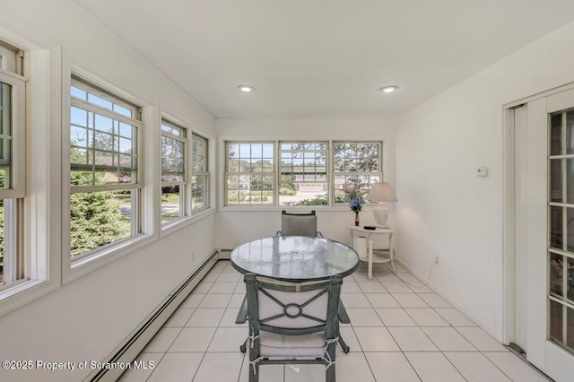 212 Lake Scranton Rd, Scranton, PA 18505 - sunroom / solarium with healthy amount of natural light, baseboard heating, tile patterned flooring, and recessed lighting