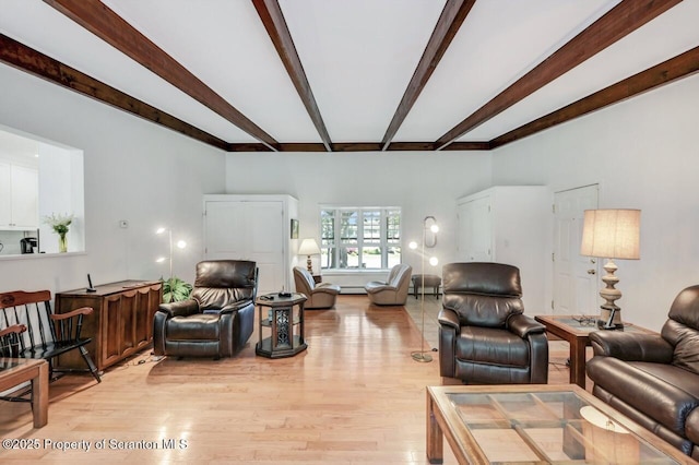 212 Lake Scranton Rd, Scranton, PA 18505 - living area with beamed ceiling and light wood-style flooring