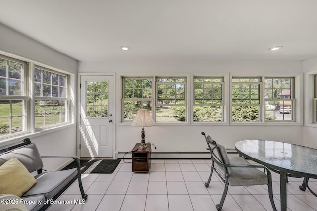 212 Lake Scranton Rd, Scranton, PA 18505 - sunroom with plenty of natural light, tile patterned flooring, recessed lighting, and a baseboard heating unit