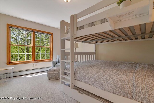 86 Paupack Point Rd, Hawley, PA 18428 - carpeted bedroom featuring a baseboard heating unit