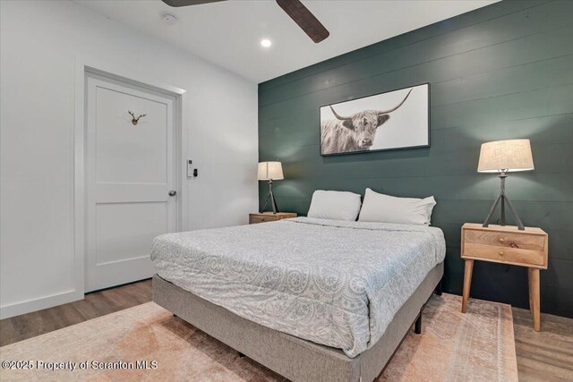 86 Paupack Point Rd, Hawley, PA 18428 - bedroom featuring wood finished floors, recessed lighting, and ceiling fan