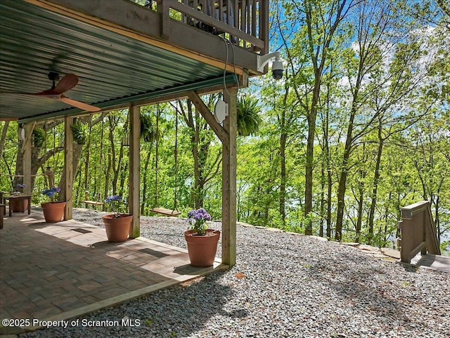 86 Paupack Point Rd, Hawley, PA 18428 - view of patio with ceiling fan and a balcony