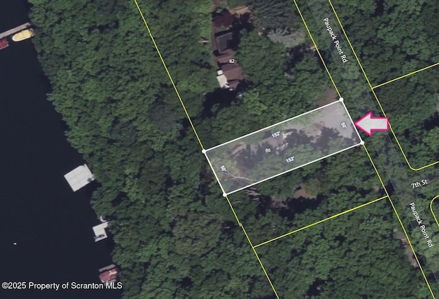 86 Paupack Point Rd, Hawley, PA 18428 - aerial map of property and surrounding area with property parcel outlined