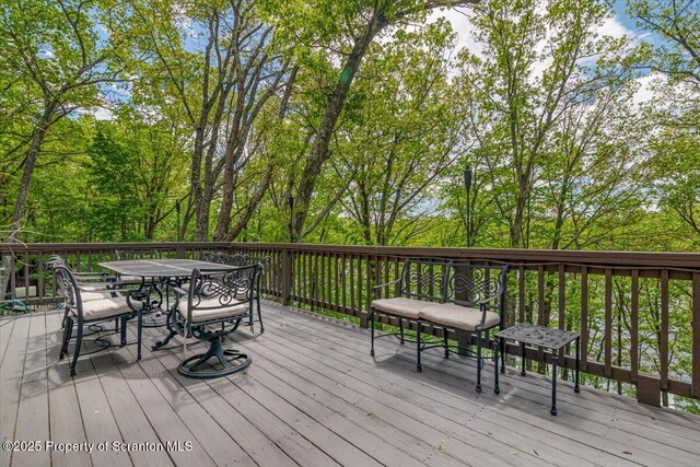 86 Paupack Point Rd, Hawley, PA 18428 - wooden terrace featuring outdoor dining space