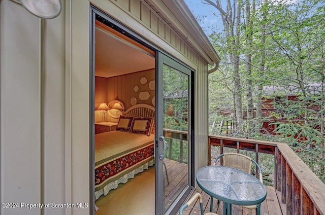 wooden balcony with a wooden deck