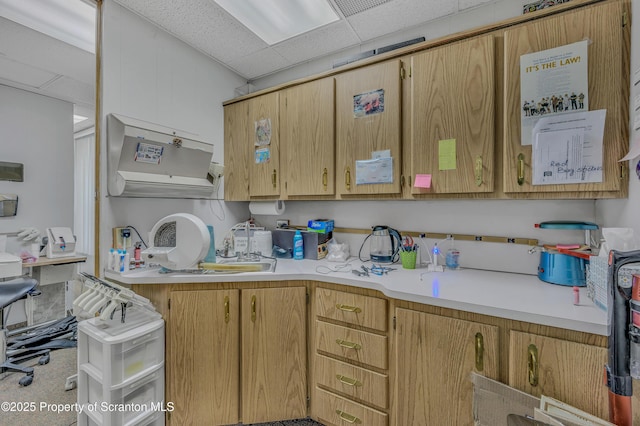 kitchen featuring a drop ceiling