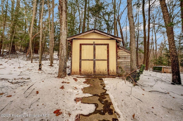 view of snow covered structure