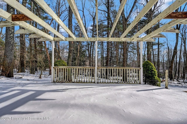 view of snow covered patio