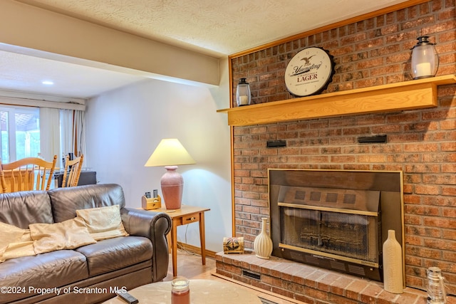 living room with a fireplace