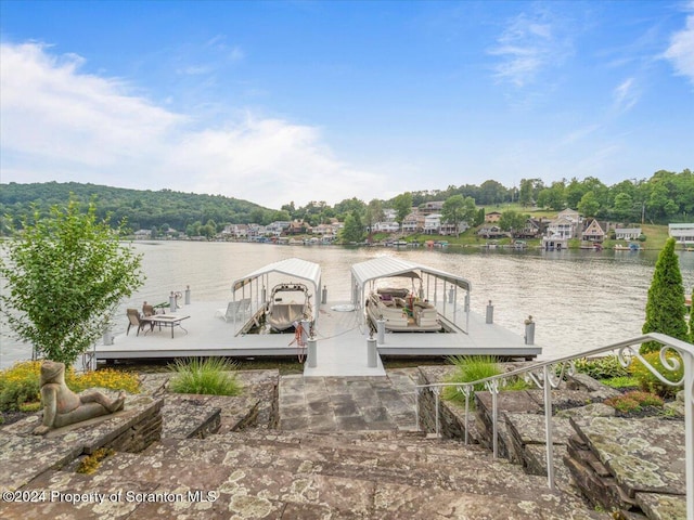 dock area featuring a water view