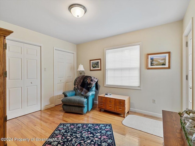 living area featuring light hardwood / wood-style flooring