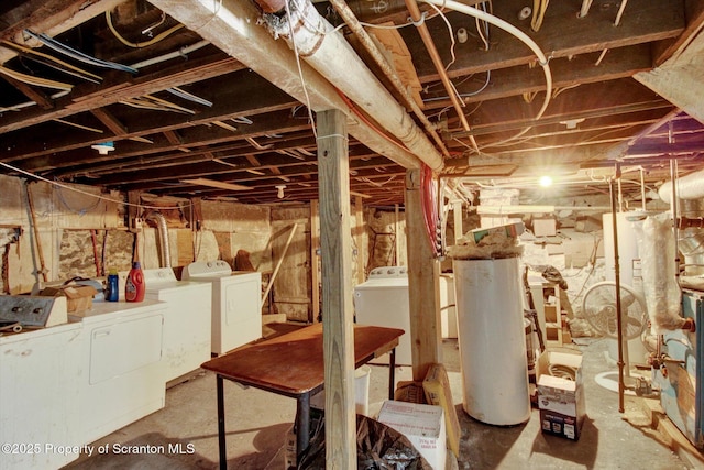 228 Pittston Ave, Scranton, PA 18505 - unfinished below grade area with separate washer and dryer and gas water heater