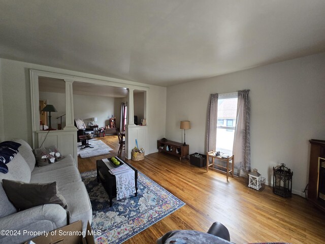 living room featuring light wood-type flooring