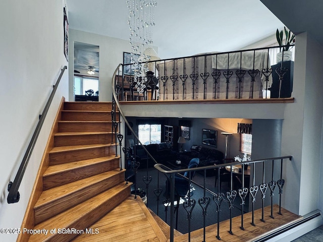 stairs with wood finished floors