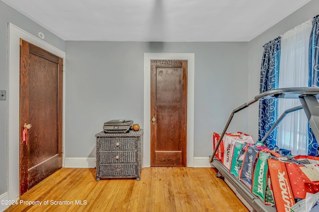 bedroom with wood-type flooring