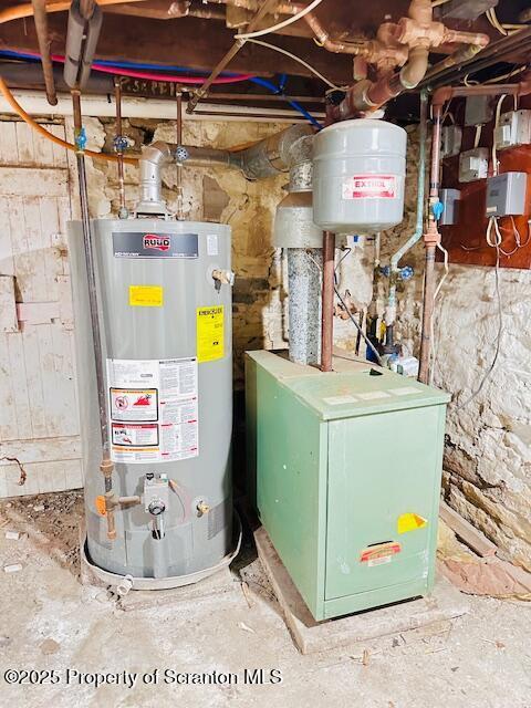 utility room with gas water heater