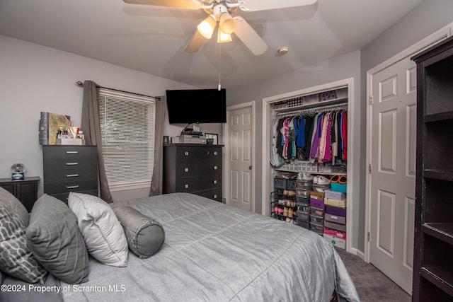 bedroom with carpet and ceiling fan