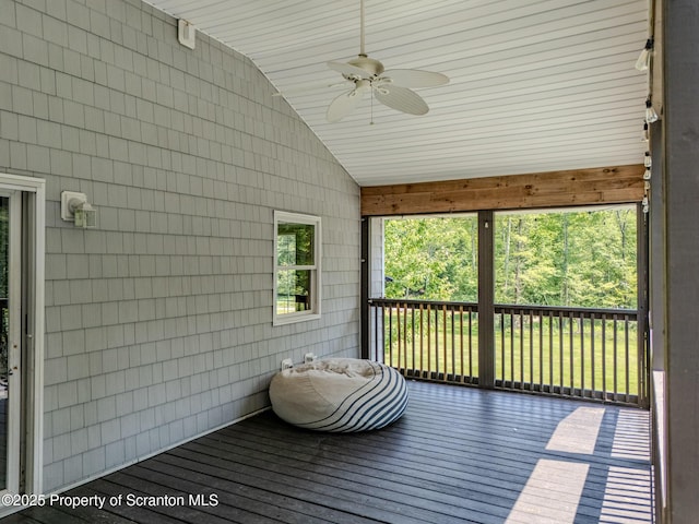 977 Laurel Ln, Kingsley, PA 18826 - sunroom / solarium featuring vaulted ceiling and ceiling fan