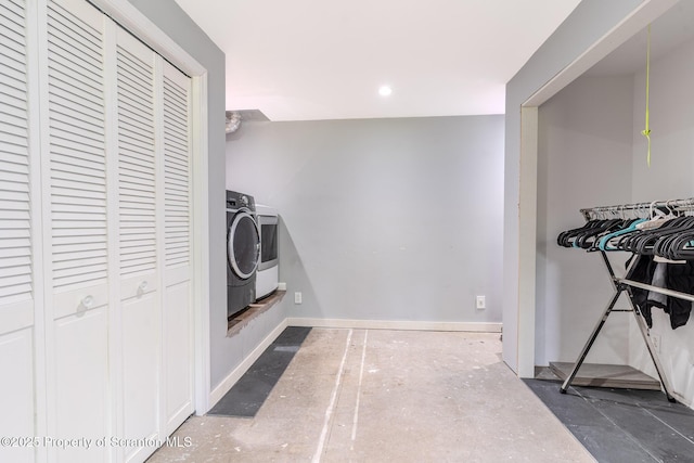 977 Laurel Ln, Kingsley, PA 18826 - washroom featuring washing machine and dryer and recessed lighting