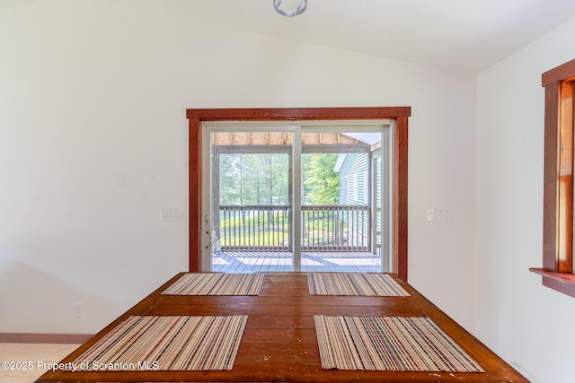 977 Laurel Ln, Kingsley, PA 18826 - doorway featuring lofted ceiling