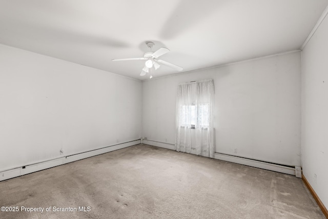 5 Patti Ann Dr, Scott Twp, PA 18433 - carpeted empty room with ceiling fan and a baseboard heating unit