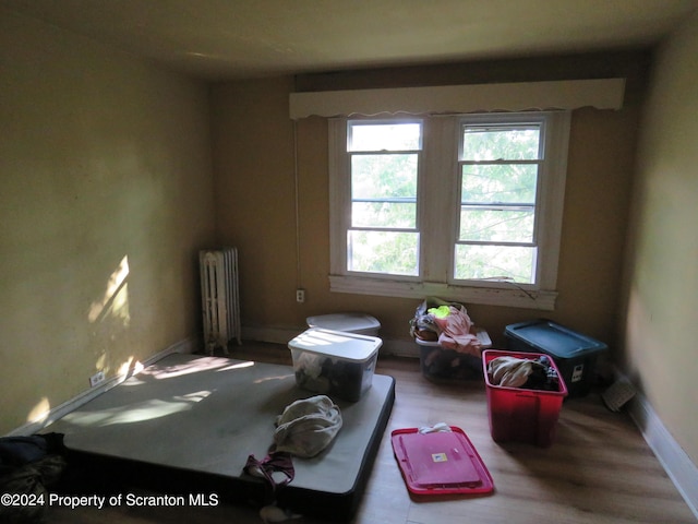 miscellaneous room featuring hardwood / wood-style flooring and radiator