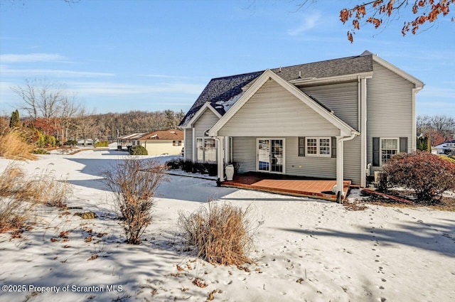 view of front of home with a deck