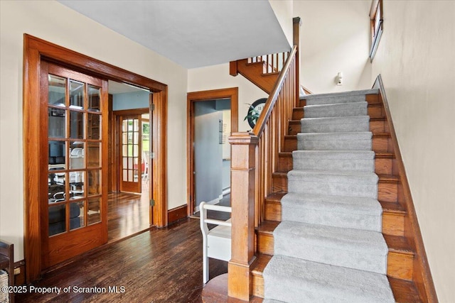 820 Cherry St, Scranton, PA 18505 - staircase featuring wood finished floors and baseboards