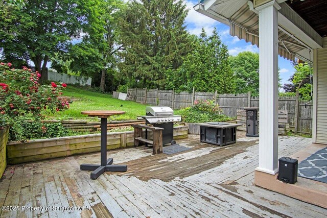 820 Cherry St, Scranton, PA 18505 - wooden terrace with a fenced backyard and area for grilling