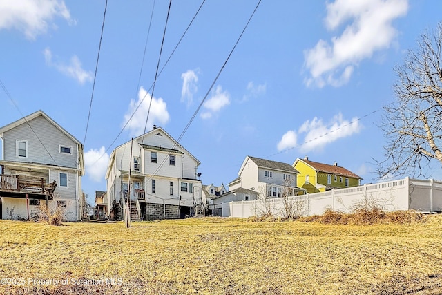 534-536 N Garfield Ave, Scranton, PA 18504 - back of property with stairs, fence, and a deck