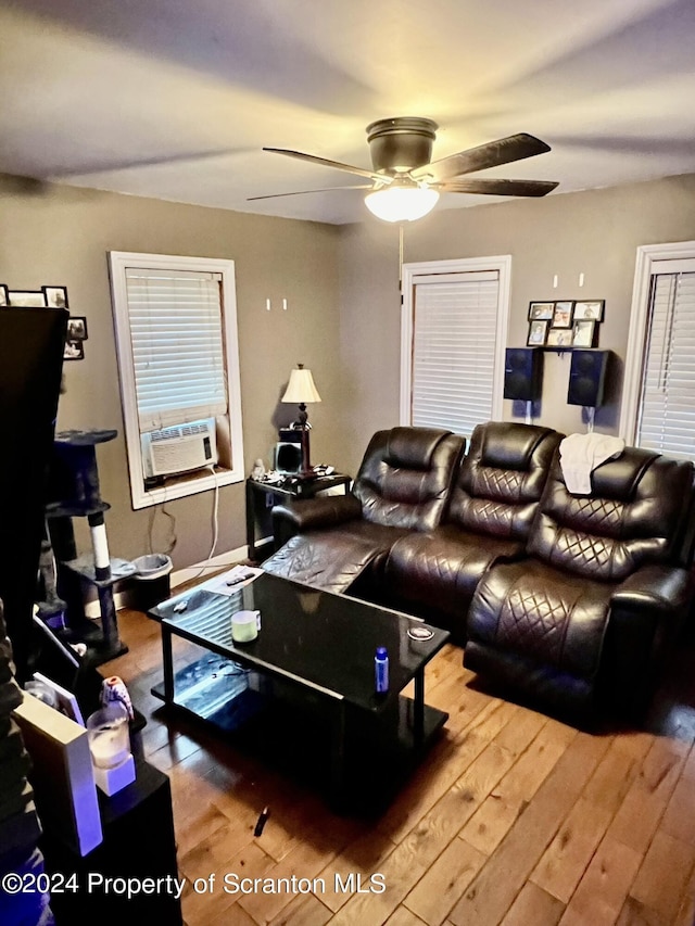 living room with hardwood / wood-style flooring