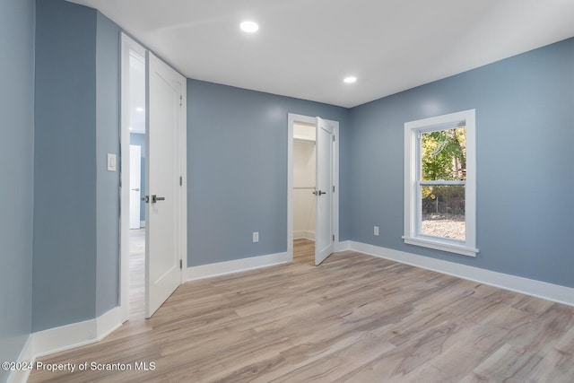 interior space with light hardwood / wood-style floors