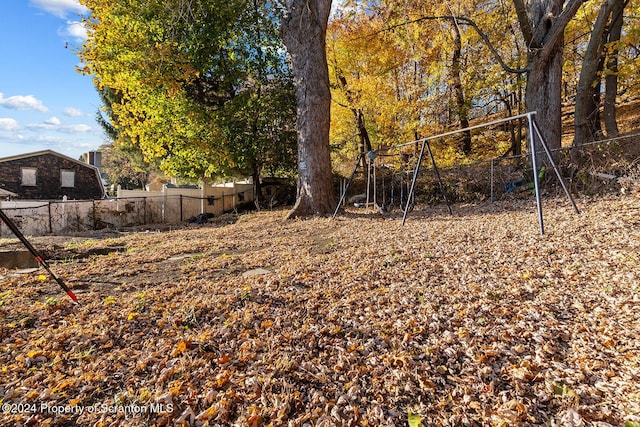 view of yard with a playground