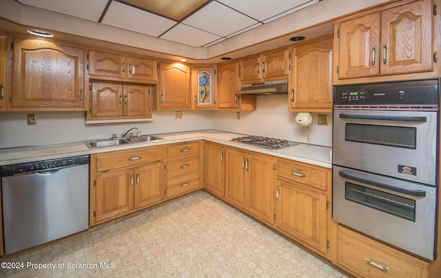 kitchen featuring a paneled ceiling, sink, and stainless steel appliances