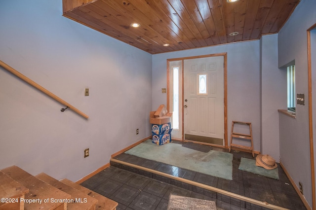 entryway featuring wood ceiling