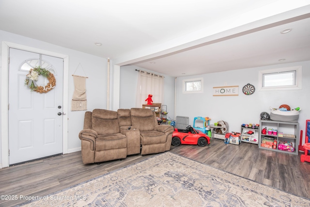 living room with wood-type flooring