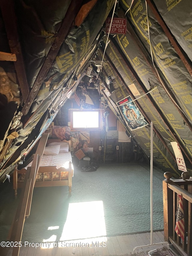 view of unfinished attic