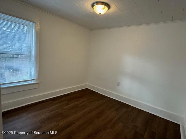 unfurnished room featuring dark wood-type flooring