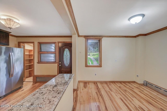 1725 Cedar Ave, Scranton, PA 18505 - foyer featuring light wood-type flooring, ornamental molding, and a baseboard heating unit