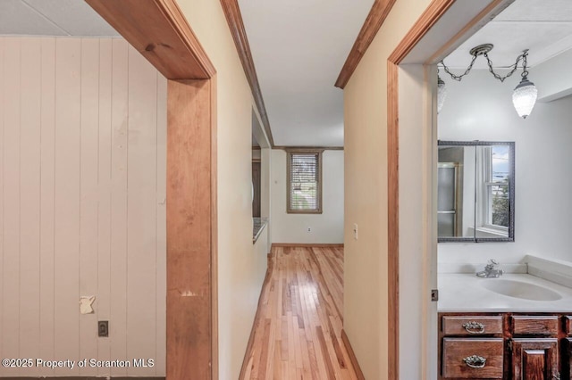 1725 Cedar Ave, Scranton, PA 18505 - hallway with light wood-style flooring and a sink
