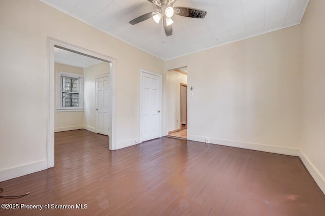 1725 Cedar Ave, Scranton, PA 18505 - empty room with a ceiling fan, hardwood / wood-style floors, and ornamental molding