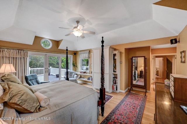 1107 Richmont St, Scranton, PA 18509 - bedroom with access to outside, light wood-style flooring, vaulted ceiling, french doors, and baseboards