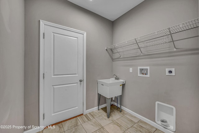 98 Electric St Unit L 1, Clarks Summit, PA 18411 - washroom featuring hookup for an electric dryer, hookup for a washing machine, and light marble finish floors